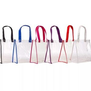 Clear Tote Bag with colored handles ~ NEW